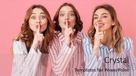  Presentation with secret - Colorful presentation design enhanced with lips asking to keep backdrop and a coral colored foreground