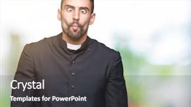  Presentation with comic face - Slide deck with lips crazy and comic background and a dark gray colored foreground