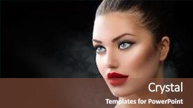  Presentation with girl model - Presentation design consisting of lips creative hairstyle hair bun background and a tawny brown colored foreground