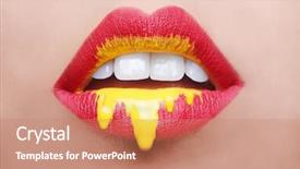  Presentation with creation - Colorful presentation design enhanced with lips mouth - extreme makeup cosmetic creation using backdrop and a  colored foreground