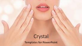  Presentation with abstract circles - Colorful slides enhanced with lips mouth - pretty woman against abstract background backdrop and a coral colored foreground