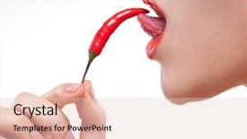 Presentation with chili - Theme with lips mouth - young woman with chili pepper background and a lemonade colored foreground