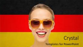  Presentation with pink beauty - Presentation design featuring lips over german flag background and a gold colored foreground