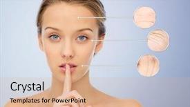  Presentation with aging - Audience pleasing slide deck consisting of lips with magnifier showing wrinkle backdrop and a coral colored foreground