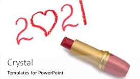  Presentation with 2021 - Presentation design consisting of lipstick-and-2021-isolated background and a white colored foreground