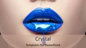  Presentation with lips mouth - Cool new presentation theme with lipstick blue paint drips backdrop and a coral colored foreground