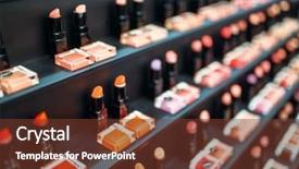  Presentation with beauty shop - Theme enhanced with lipstick collection in beauty shop background and a tawny brown colored foreground