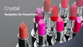  Presentation with tints - Beautiful PPT theme featuring lipstick-fashion-colorful-lipsticks-over backdrop and a gray colored foreground