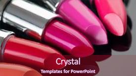 Presentation with tints - Presentation design having lipstick fashion colorful lipsticks background and a crimson colored foreground