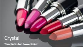  Presentation with tints - PPT theme enhanced with lipstick fashion colorful lipsticks background and a gray colored foreground