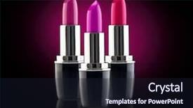  Presentation with lipstick - Beautiful presentation theme featuring lipstick fashion colorful lipsticks backdrop and a wine colored foreground
