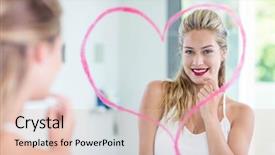  Presentation with lipstick - Beautiful theme featuring lipstick looking in the mirror backdrop and a lemonade colored foreground