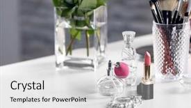  Presentation with lipstick - PPT layouts having lipstick on light dressing background and a light gray colored foreground