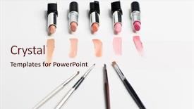  Presentation with brushes makeup - Theme enhanced with lipsticks range with makeup brushes background and a lemonade colored foreground