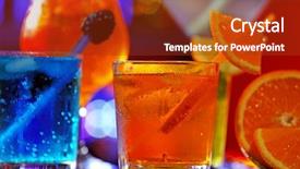  Presentation with liqueur - PPT theme with liqueur - glasses of cocktails on table background and a tawny brown colored foreground