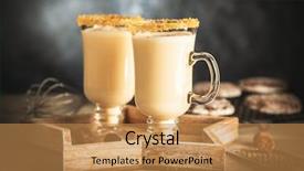  Presentation with liqueur - Presentation theme enhanced with liqueur - traditional eggnog for christmas background and a coral colored foreground