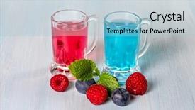  Presentation with liqueur - Audience pleasing PPT layouts consisting of liqueur of raspberry and blueberries backdrop and a  colored foreground