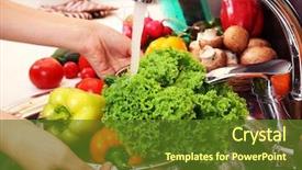  Presentation with vegetables - Audience pleasing PPT layouts consisting of woman's hands washing vegetables backdrop and a tawny brown colored foreground