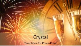  Presentation with holiday - PPT layouts featuring liquid crystal - champagne glasses against holiday lights background and a yellow colored foreground