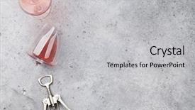  Presentation with corkscrew - Colorful presentation design enhanced with liquid crystal - rose wine glass and corkscrew backdrop and a light gray colored foreground