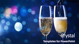  Presentation with champagne - Beautiful presentation theme featuring liquid crystal - two champagne glasses ready backdrop and a navy blue colored foreground