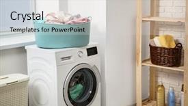  Presentation with liquid detergent - PPT theme enhanced with liquid detergent - basket with laundry on washing background and a light gray colored foreground