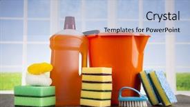  Presentation with liquid detergent - Presentation consisting of liquid detergent - house cleaning with various cleaning background and a light blue colored foreground