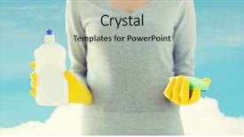  Presentation with housekeeping - PPT layouts having liquid detergent - people housework washing-up and housekeeping background and a light gray colored foreground