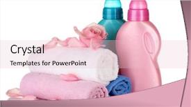  Presentation with liquid detergent - Slide deck featuring liquid detergent - towel and cleaning isolated background and a lemonade colored foreground