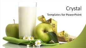  Presentation with kefir - Cool new presentation design with liquid diet - glass of kefir green apples backdrop and a white colored foreground