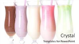  Presentation with white milk - Slide set consisting of liquid diet - milk shakes isolated on white background and a cream colored foreground