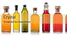  Presentation with bottles - PPT theme having liquid diet - set of bottles isolated background and a yellow colored foreground