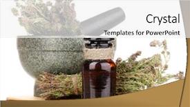  Presentation with thyme - PPT theme featuring liquid diet - thyme herb and mortar isolated background and a white colored foreground