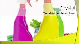  Presentation with plastic product - PPT layouts enhanced with liquid dish washer - cleaning product plastic container background and a sky blue colored foreground