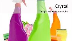  Presentation with plastic product - PPT theme having liquid dish washer - cleaning product plastic container background and a white colored foreground