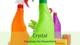  Presentation with plastic product - Slides enhanced with liquid dish washer - cleaning product plastic container background and a yellow colored foreground