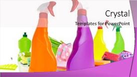  Presentation with plastic product - Beautiful slides featuring liquid dish washer - cleaning product plastic container backdrop and a sky blue colored foreground