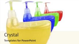  Presentation with bright colorful candy isolated - Cool new slides with liquid dish washer - colorful clean soup isolated backdrop and a yellow colored foreground