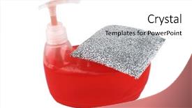  Presentation with clean - Beautiful presentation featuring liquid dish washer - colorful clean soup isolated backdrop and a  colored foreground