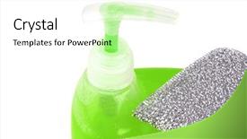  Presentation with bright colorful candy isolated - Cool new presentation theme with liquid dish washer - colorful clean soup isolated backdrop and a white colored foreground