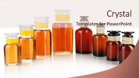  Presentation with liquid drug - Presentation design having liquid drug - medicine bottles isolated on white background and a  colored foreground