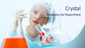  Presentation with medical assistant - Presentation design having liquid during medical test background and a sky blue colored foreground