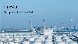  Presentation with china - Cool new PPT theme with liquid fuels - view of oil depot backdrop and a light blue colored foreground