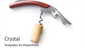  Presentation with corkscrew - Slide set enhanced with liquid handling - corkscrew with cork isolated background and a white colored foreground