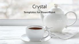  Presentation with teapot - Audience pleasing slide deck consisting of liquid handling - cup of hot drink backdrop and a  colored foreground