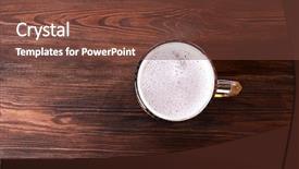  Presentation with beer - Slide deck consisting of liquid handling - glass of beer on wooden background and a tawny brown colored foreground