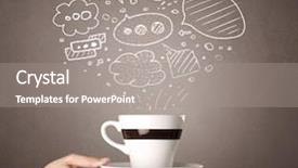  Presentation with cup coffee - PPT theme with liquid handling - young female hand holding coffee background and a gray colored foreground
