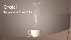  Presentation with trophy award hand holding - Audience pleasing PPT theme consisting of liquid handling - young female hand holding steaming backdrop and a  colored foreground