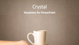  Presentation with trophy award hand holding - Colorful slides enhanced with liquid handling - young female hand holding tea backdrop and a coral colored foreground