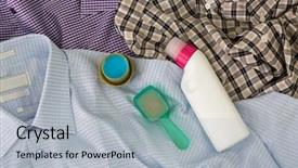  Presentation with liquid detergent - Slide deck having liquid laundry washing detergent background and a light gray colored foreground